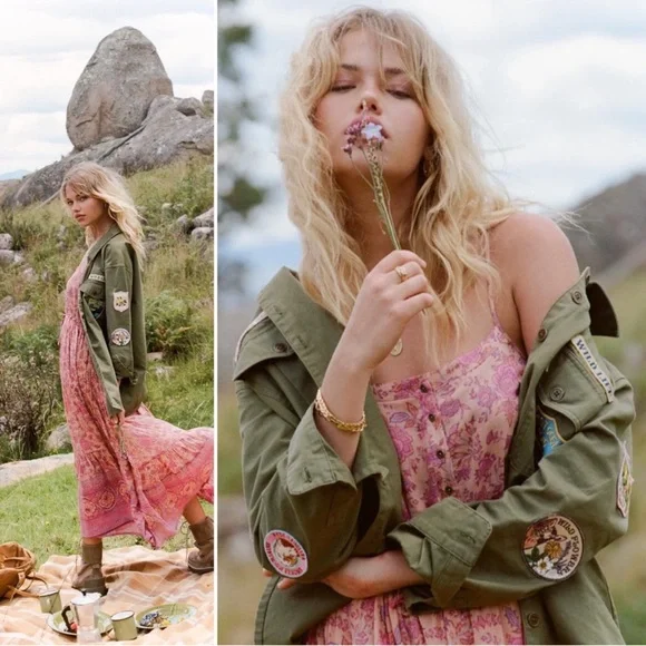 Spell Great Ocean Medium Olive Utility Jacket with Patches - Picture 1 of 6